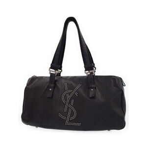 SAINT LAURENT Yves Shoulder Bag Black Studded Leather